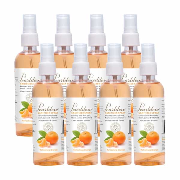 Pearldew Sanitizer Spray (Orange) 120 Ml | Aloe & Neem | Paraben Free (Pack Of 12)