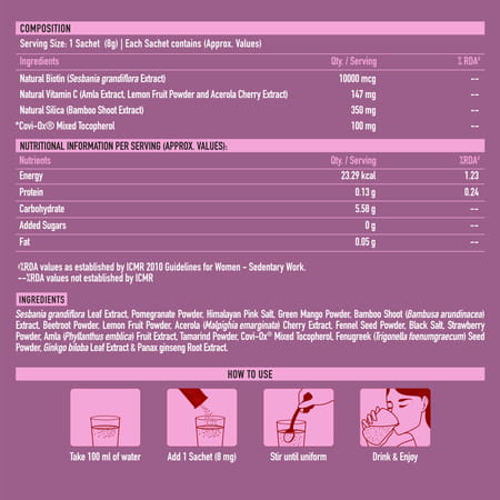 Truebasics Plant Based Biotin For Hair Growth, Skin Glow & Anti Wrinkle, 10000mcg, 30 Sachet(S)/Pack