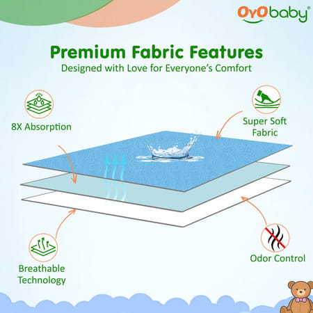 Oyo Baby Waterproof Bed Protector Baby Dry Sheet Small Blue (50 Cm X 70 Cm)