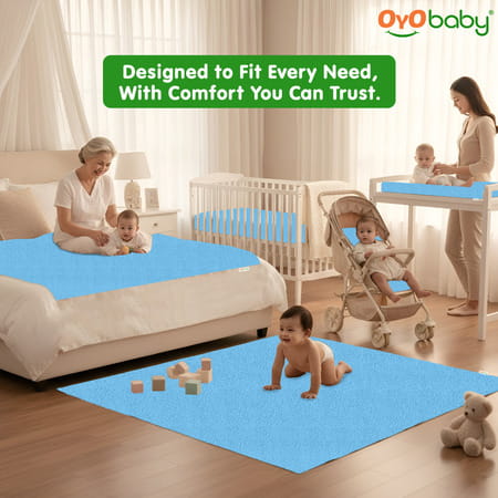 Oyo Baby Waterproof Bed Protector Baby Dry Sheet Small Blue (50 Cm X 70 Cm)
