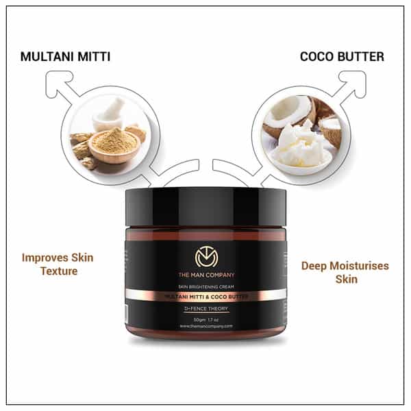 The Man Company Skin Brightening Cream Multani Mitti And Coco Butter - 50 Gm