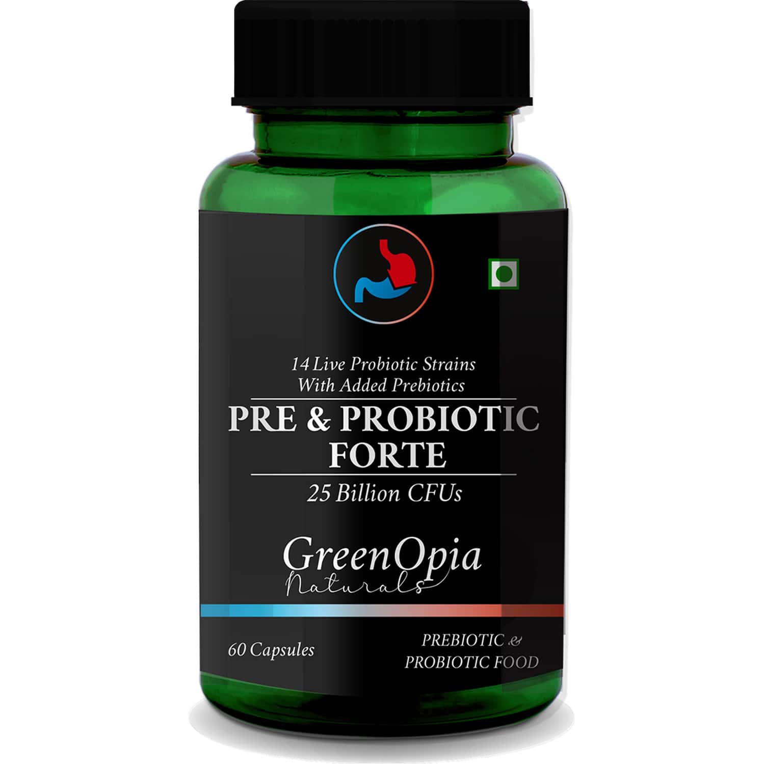 Greenopia Pre And Probiotics Forte 25 Billion Cfus 60 Vegetarian Capsules
