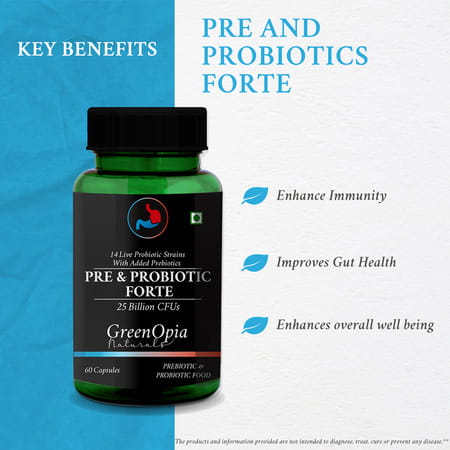 Greenopia Pre And Probiotics Forte 25 Billion Cfus 60 Vegetarian Capsules