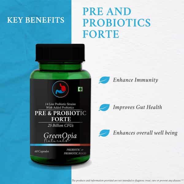 Greenopia Pre And Probiotics Forte 25 Billion Cfus 60 Vegetarian Capsules