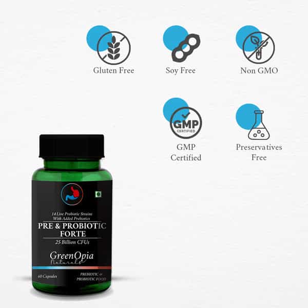 Greenopia Pre And Probiotics Forte 25 Billion Cfus 60 Vegetarian Capsules
