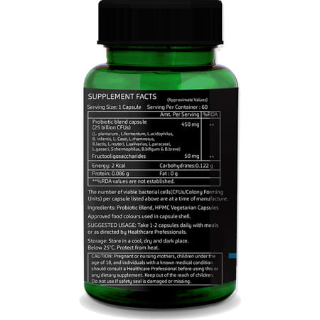 Greenopia Pre And Probiotics Forte 25 Billion Cfus 60 Vegetarian Capsules