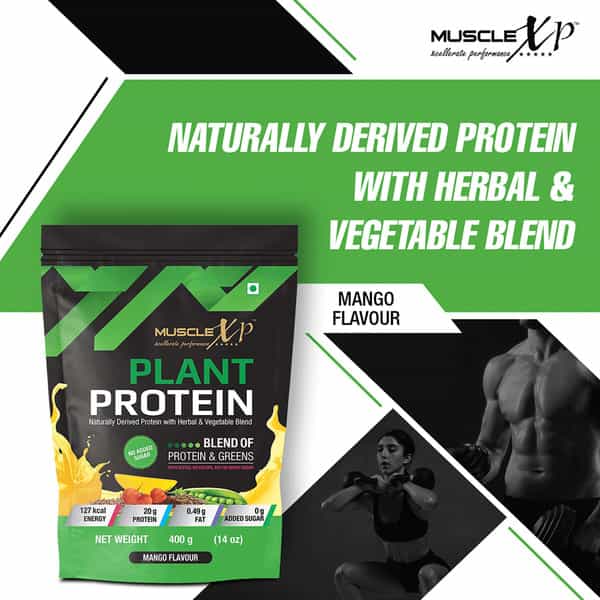 Musclexp Plant Protein Mango Flavour 400 Gm Pouch (Pack Of 5)