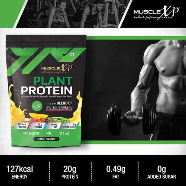 Musclexp Plant Protein Mango Flavour 400 Gm Pouch (Pack Of 5)