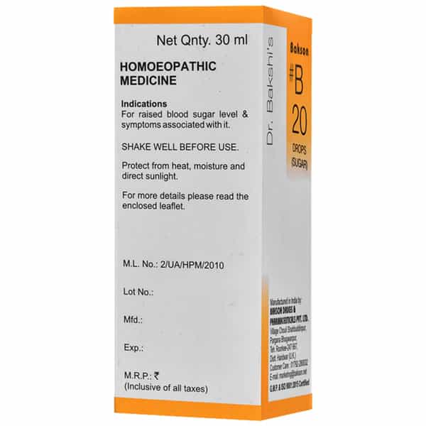 Dr Bakshi's Bakson Homoeopathy B20 Sugar Drops 30 Ml