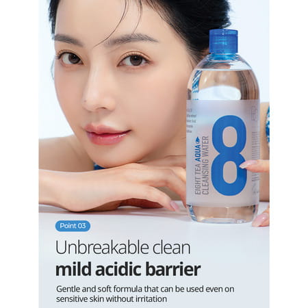 B.O.M Eight Tea Aqua Cleansing Water - Provides Moisture - Contains Madecassoside - 500ml