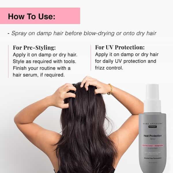 Bare Anatomy Heat Protection Spray For Hair | Controls Frizz For Up To 24 Hrs |150 Ml