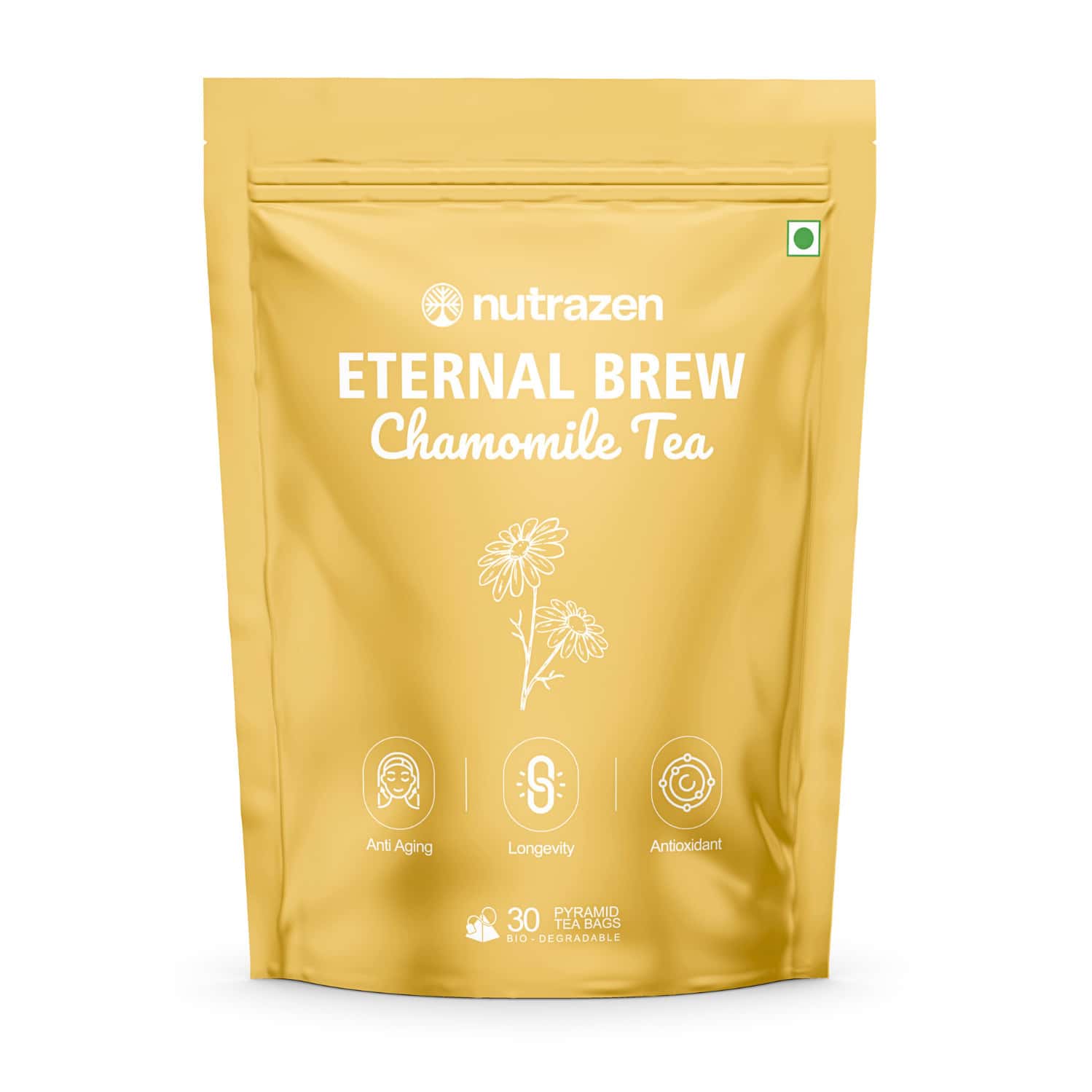 Nutrazen Eternal Brew Chamomile Flower Herbal Tea | Naturally Rich In Apigenin | 30 Servings
