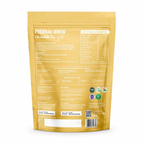 Nutrazen Eternal Brew Chamomile Flower Herbal Tea | Naturally Rich In Apigenin | 30 Servings