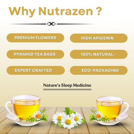 Nutrazen Eternal Brew Chamomile Flower Herbal Tea | Naturally Rich In Apigenin | 30 Servings