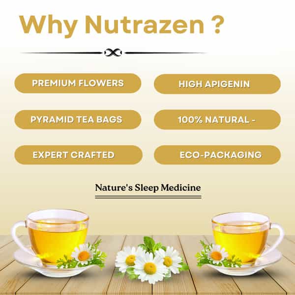 Nutrazen Eternal Brew Chamomile Flower Herbal Tea | Naturally Rich In Apigenin | 30 Servings