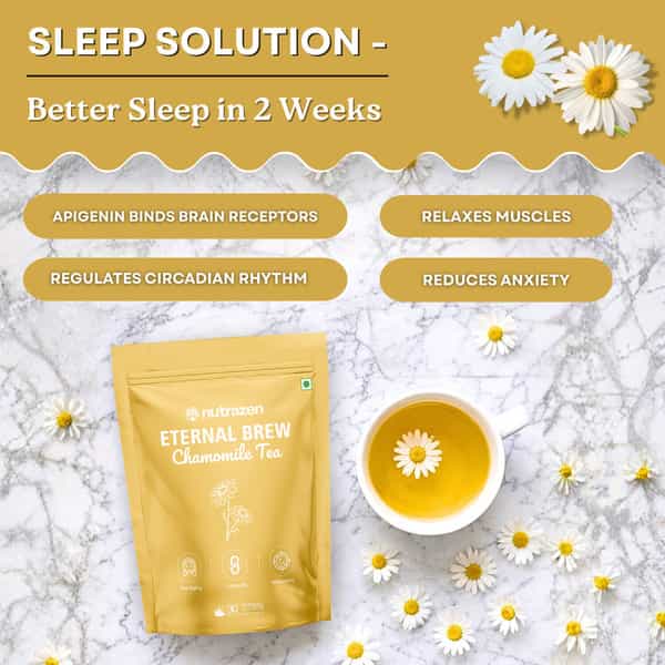 Nutrazen Eternal Brew Chamomile Flower Herbal Tea | Naturally Rich In Apigenin | 30 Servings
