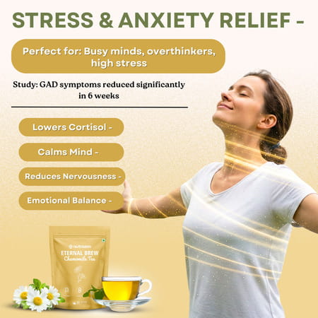 Nutrazen Eternal Brew Chamomile Flower Herbal Tea | Naturally Rich In Apigenin | 30 Servings