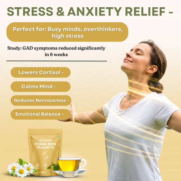Nutrazen Eternal Brew Chamomile Flower Herbal Tea | Naturally Rich In Apigenin | 30 Servings