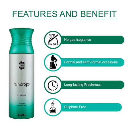 Ajmal Aurum & Raindrops & Sacrifice Ii Deodorant Spray - For Men & Women (200 Ml Pack Of 3)