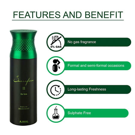 Ajmal Aurum & Raindrops & Sacrifice Ii Deodorant Spray - For Men & Women (200 Ml Pack Of 3)