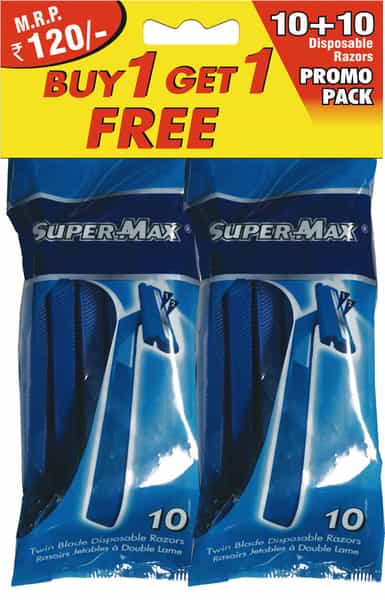 Supermax Twin Blade Disposable Razors- 10 (Pack Of 2)