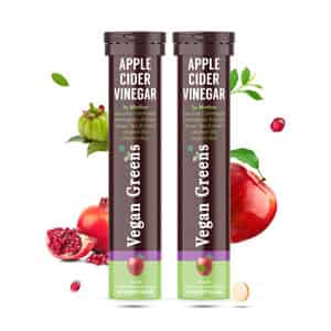 Vegan Greens Apple Cider Vinegar With Garcinina, Pomegrate & Green Tea, Vit B6- 50 Efferver., Apple
