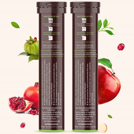 Vegan Greens Apple Cider Vinegar With Garcinina, Pomegrate & Green Tea, Vit B6- 50 Efferver., Apple