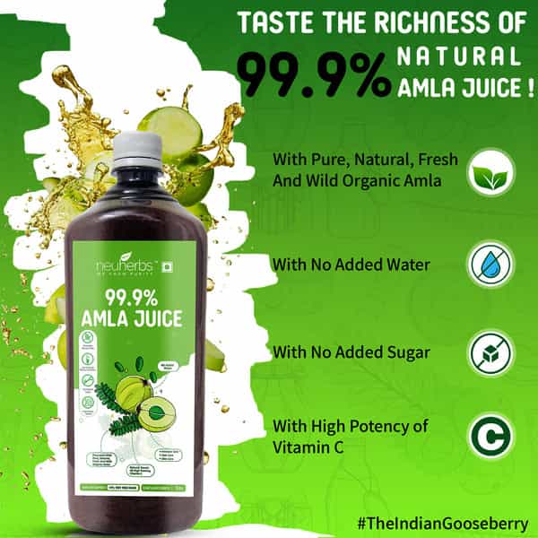 Neuherbs Amla Juice For Better Immunity And Digestion With Natural High Potency Vitamin C - 1 L