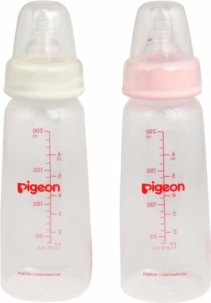Pigeon Peristaltic Nursing Bottle Twin Pack Kpp 200Ml (Pink & White) Nipple M