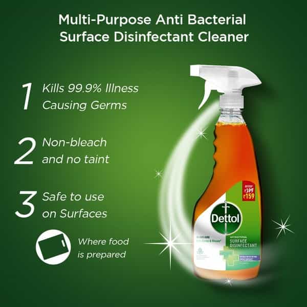 Dettol Combikit (Sanitizer 500Ml Wipes 80 Disinfect Spray 225Ml Disinfect Spray Sanitizer 500Ml)