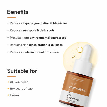 Dermatouch Kojic Acid 2% Serum | Best For Hyperpigmentation & Uneven Skin Tone| 18ml