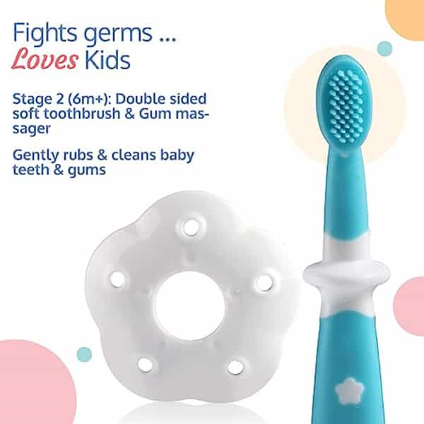 Luvlap Baby Oral Hygiene Combo 3M+ Bpa Free 4 (White/Blue)