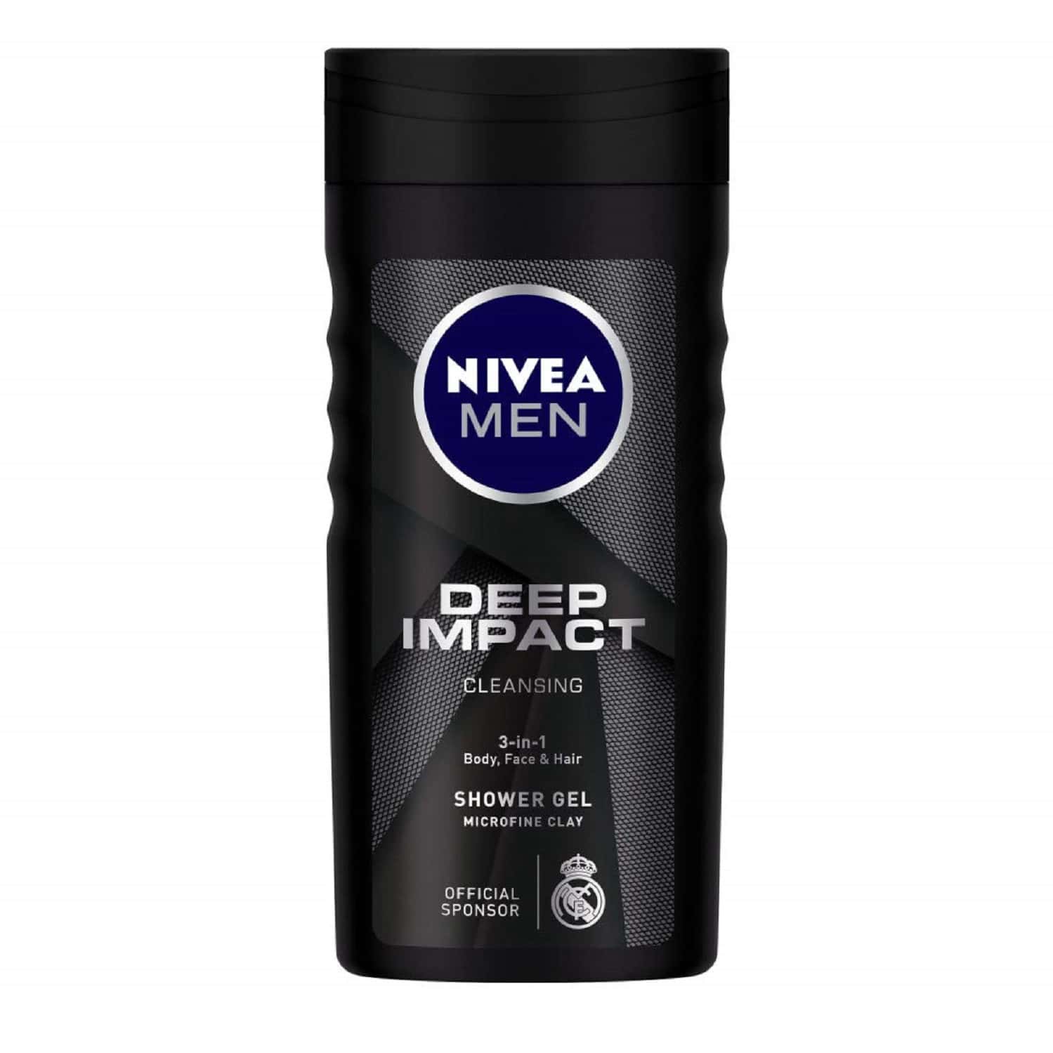 Nivea Men Body Wash, Deep Impact, 3 In 1 Shower Gel For Body, Face & Hair With Microfine Clay 250 Ml