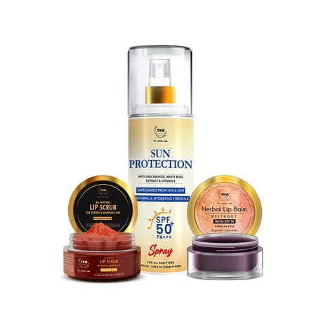 Tnw-The Natural Wash Combo With Sun Protection Spf 30 Spray | Beetroot Lip Balm & Lip Scrub