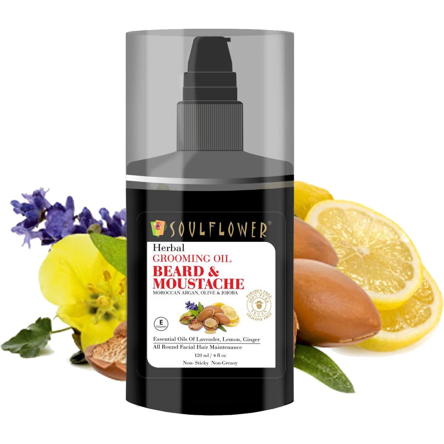 Buy SOULFLOWER HERBAL BEARD & MOUSTACHE GROOMING OIL, 120ML Online