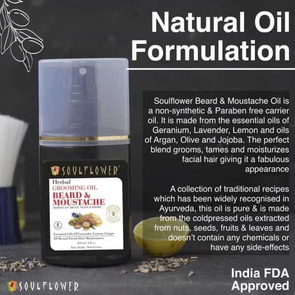 Soulflower Herbal Beard & Moustache Grooming Oil 120Ml