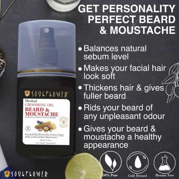 Soulflower Herbal Beard & Moustache Grooming Oil 120Ml
