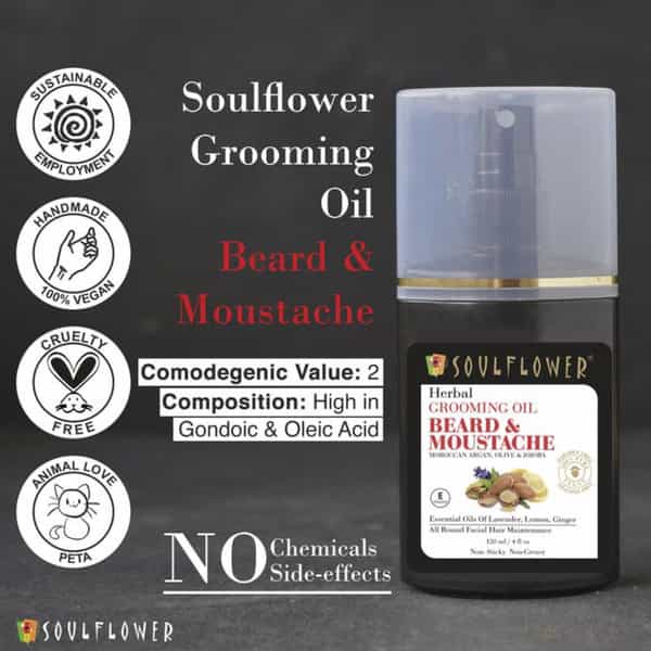 Soulflower Herbal Beard & Moustache Grooming Oil 120Ml