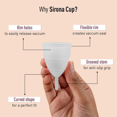 Sirona Reusable Menstrual Cup For Women - Small Size With Pouch (Pack Of 3)