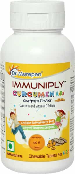 Dr. Morepen Immuniply Turmeric Curcumin Tablets Vitamin C For Kids Chewable Immunity Boost - 50G