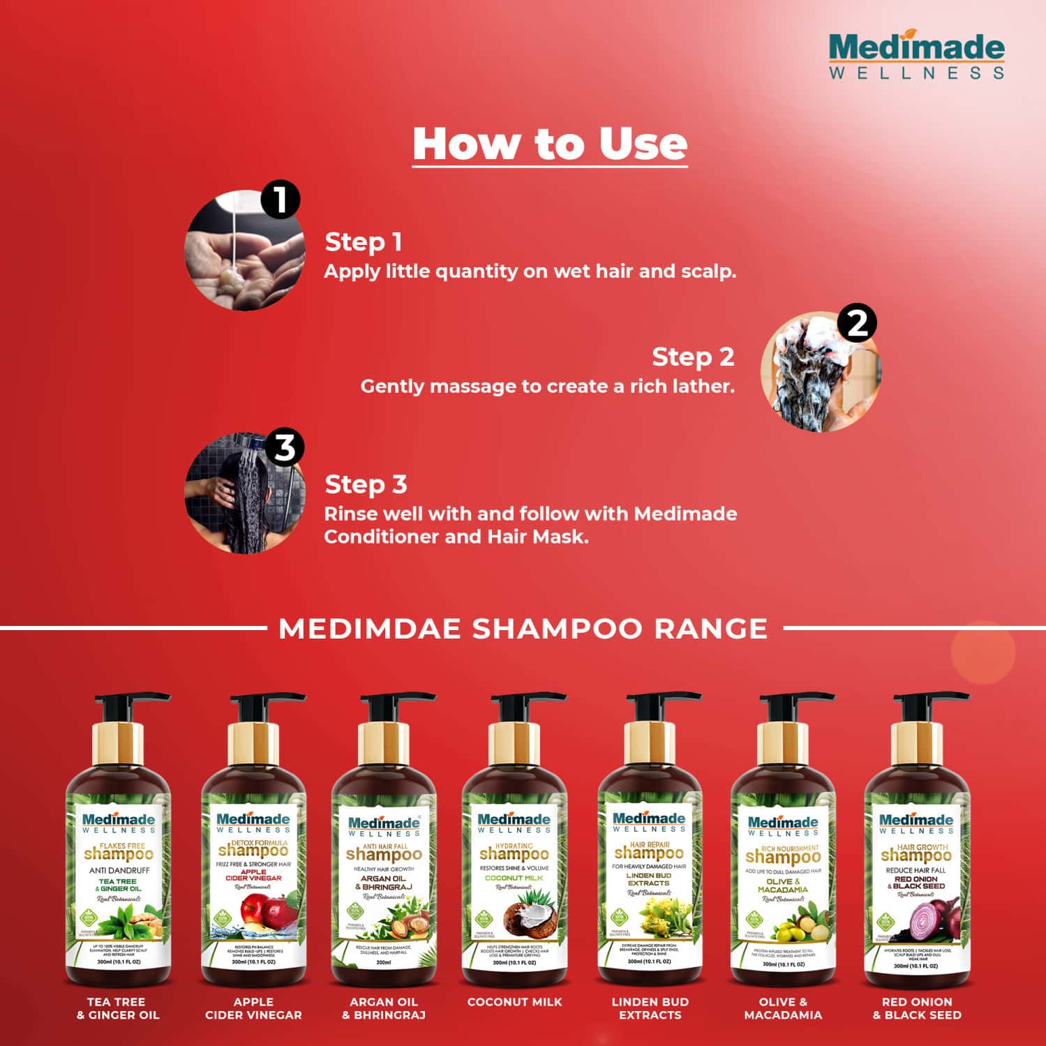 Buy MEDIMADE APPLE CIDER VINEGAR SHAMPOO 300 ML Online & Get Upto 60