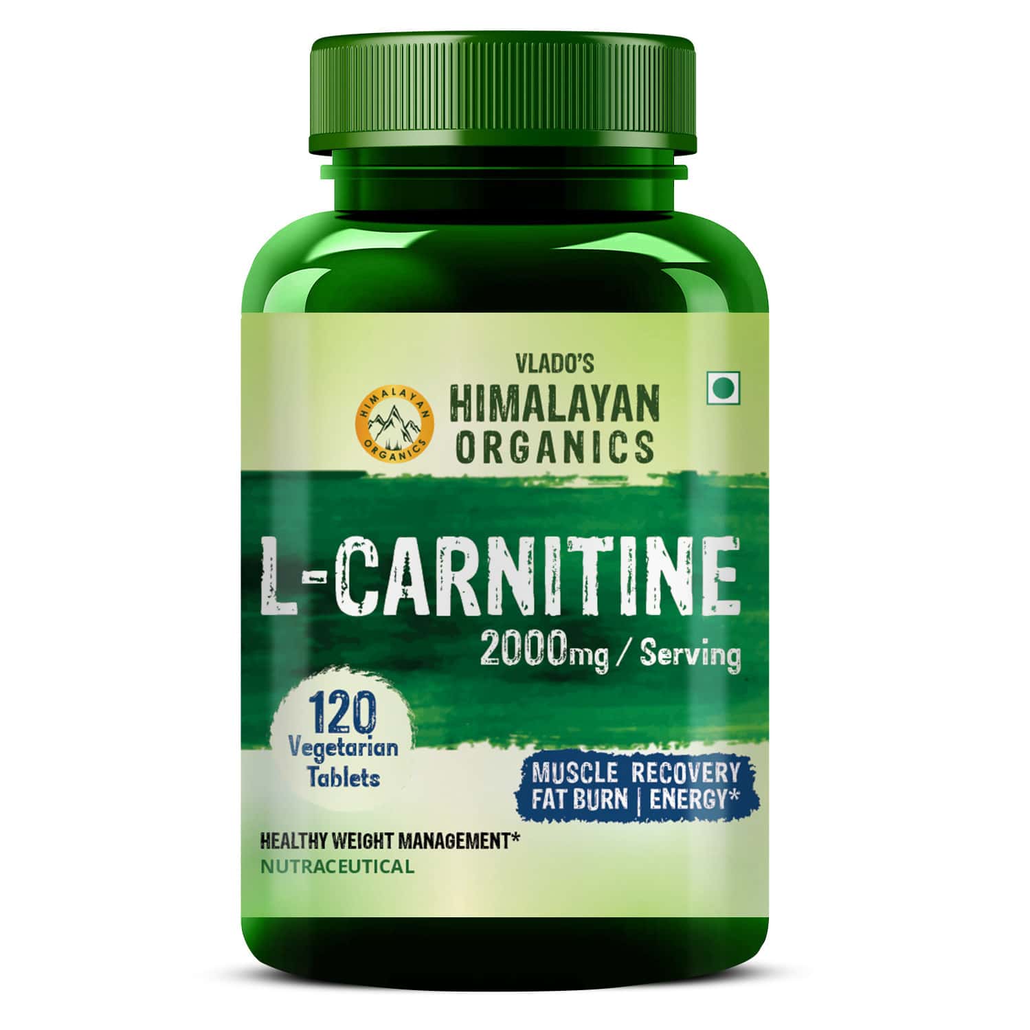 Vlado's Himalayan Organics L-carnitine 2000mg | Supports Muscle Recovery & Energy - 120 Veg Tablets