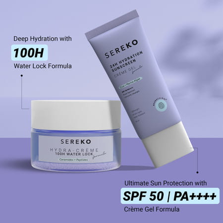 Sereko Hydra 100h Day Cream Face Moisturiser & 24h Hydration Skin Sunscreen For Men & Women 50ml