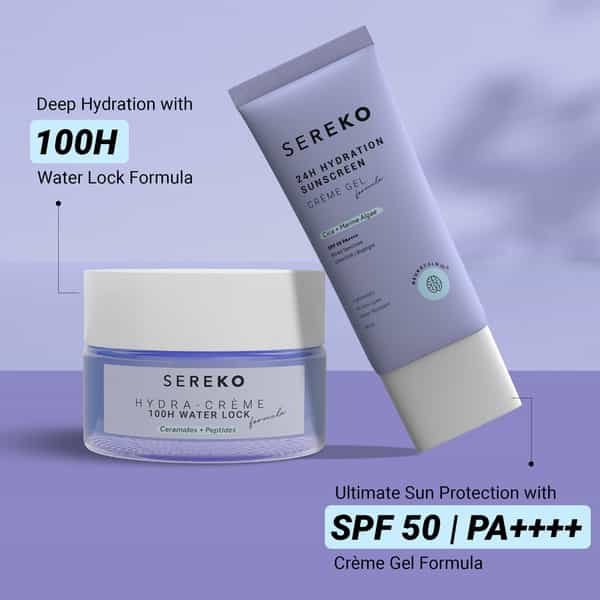 Sereko Hydra 100H Day Cream Face Moisturiser & 24H Hydration Skin Sunscreen For Men & Women 50Ml
