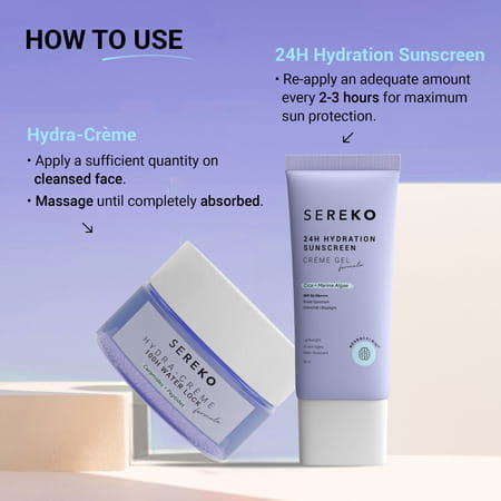 Sereko Hydra 100h Day Cream Face Moisturiser & 24h Hydration Skin Sunscreen For Men & Women 50ml