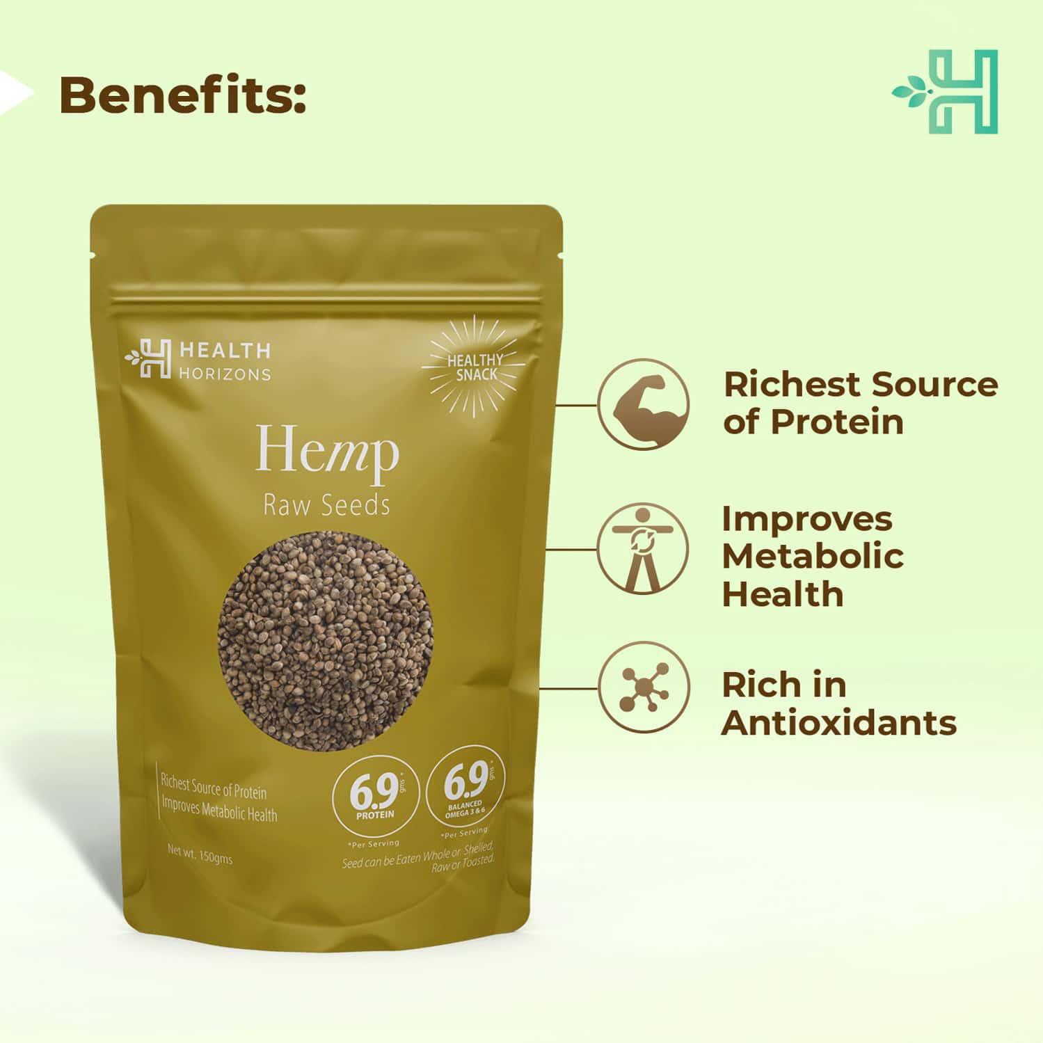 Buy HEALTH HORIZONS RAW HEMP SEEDS WITH FATTY ACIDS, PERFECTLY BALANCED