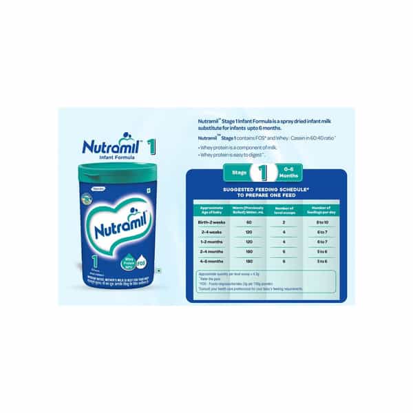 Nutramil Infant Formula Stage 1 | 0-6 Months | Whey Protein 60% | Jar | 400 Gm