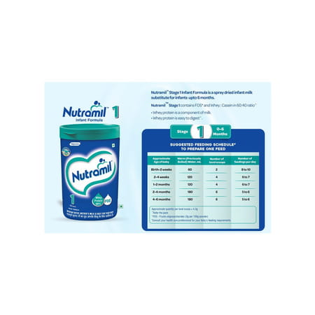 Nutramil Infant Formula Stage 1 | 0-6 Months | Whey Protein 60% | Jar | 400 Gm
