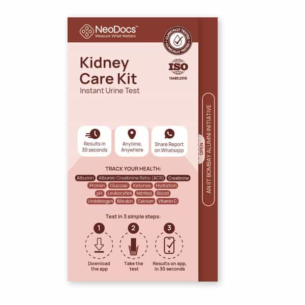 Neodocs Kidney Care Urine Test Kit| Instant At-Home | Track 15 Parameters