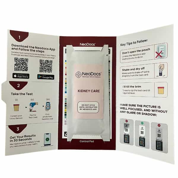 Neodocs Kidney Care Urine Test Kit| Instant At-Home | Track 15 Parameters